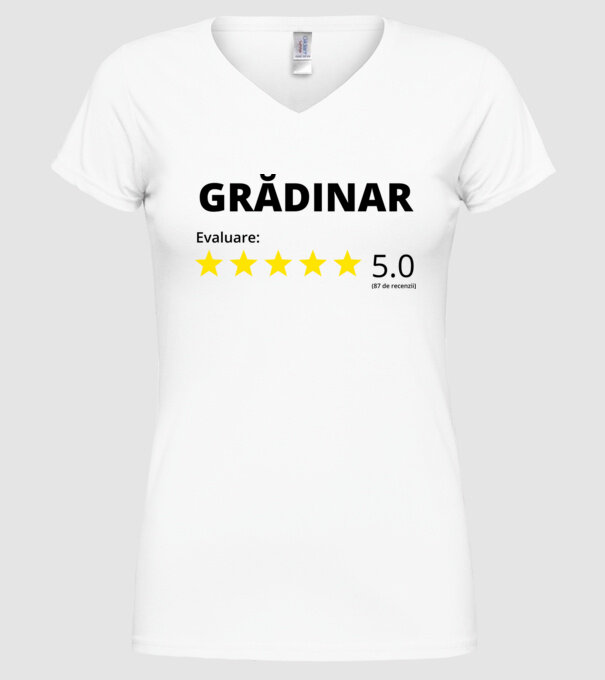 Evaluare Grădinar model alb pe tricou