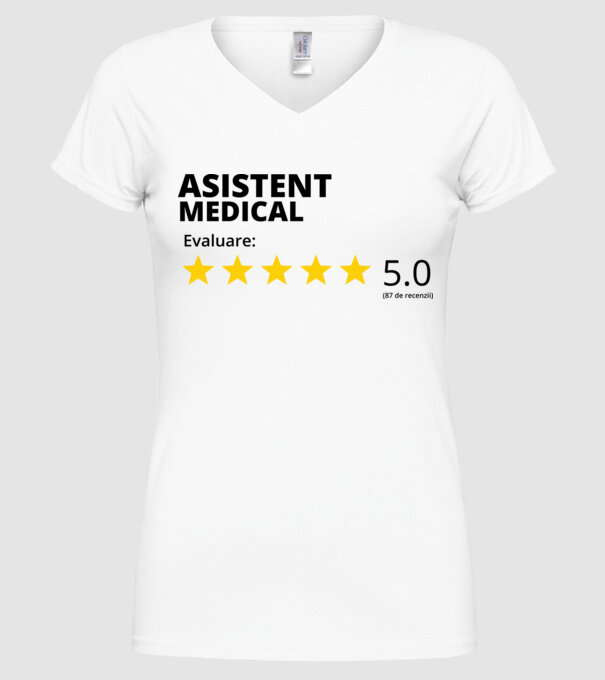 Evaluare - ASISTENT MEDICAL model alb pe tricou