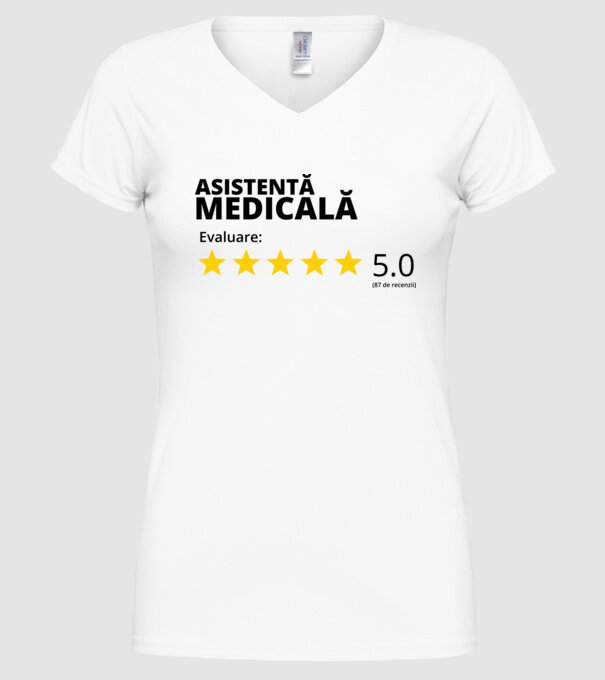 Evaluare - ASISTENTĂ MEDICALĂ model alb pe tricou