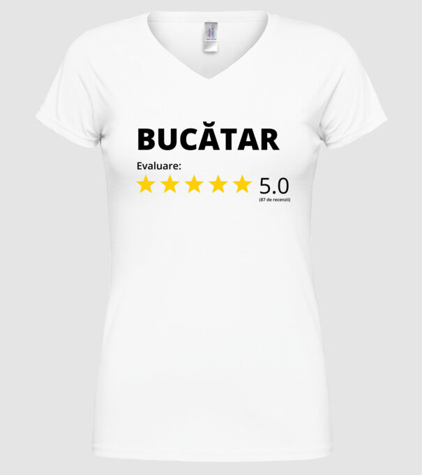Evaluare - BUCĂTAR model alb pe tricou