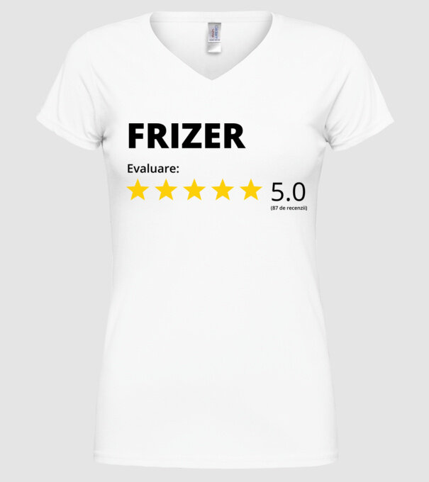Evaluare - FRIZER model alb pe tricou