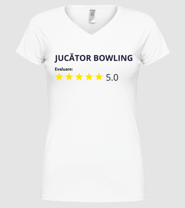 evaluare: jucător bowling de 5 stele model alb pe tricou
