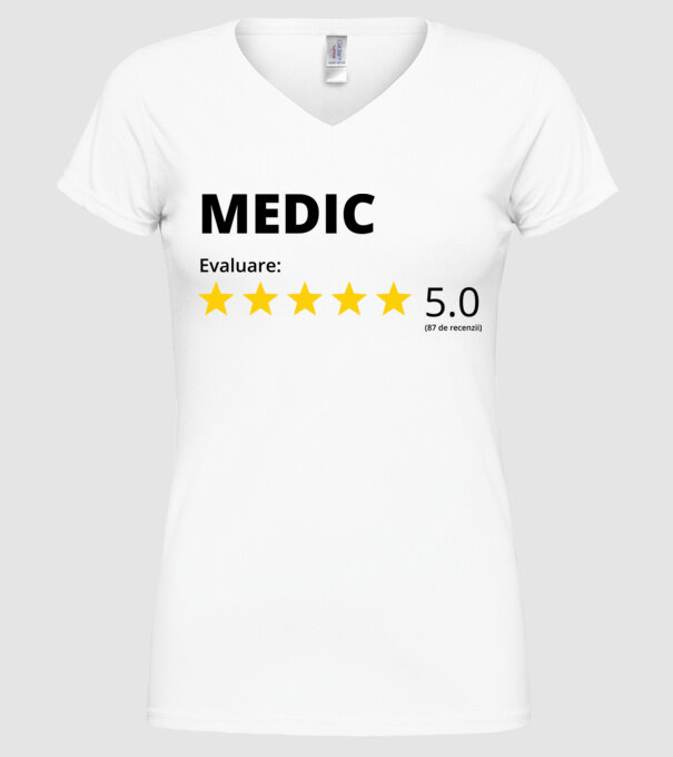 Evaluare - MEDIC model alb pe tricou
