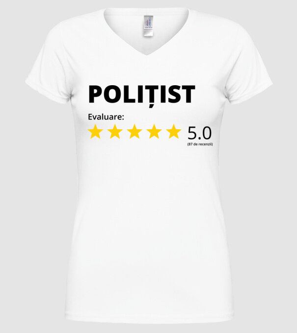 Evaluare - POLIȚIST model alb pe tricou