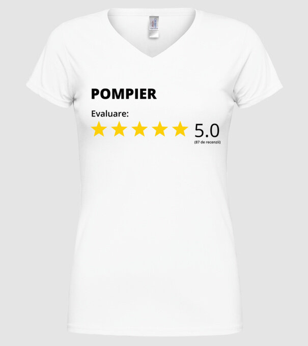 Evaluare - POMPIER model alb pe tricou