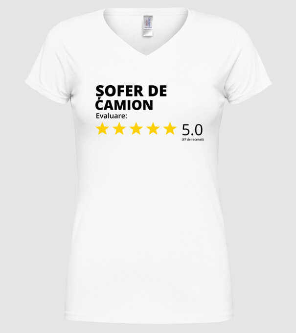 Evaluare - ȘOFER DE CAMION model alb pe tricou