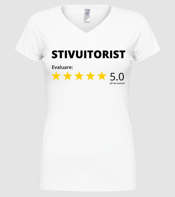 Evaluare - STIVUITORIST model alb pe tricou