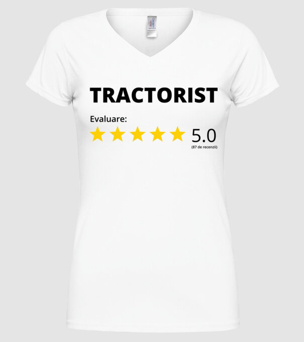 Evaluare - TRACTORIST model alb pe tricou
