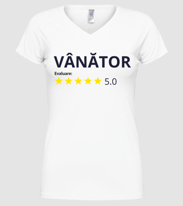 evaluare: vânător de 5 stele model alb pe tricou