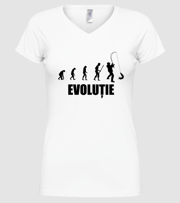 Evoluție Pescuit model alb pe tricou