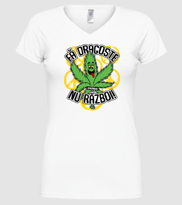fă dragoste, nu război! (cenzurat) model alb pe tricou