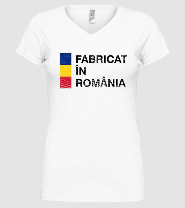 Fabricat în România model alb pe tricou