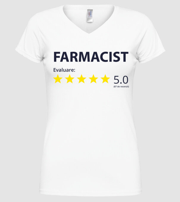 farmacist evaluare model alb pe tricou