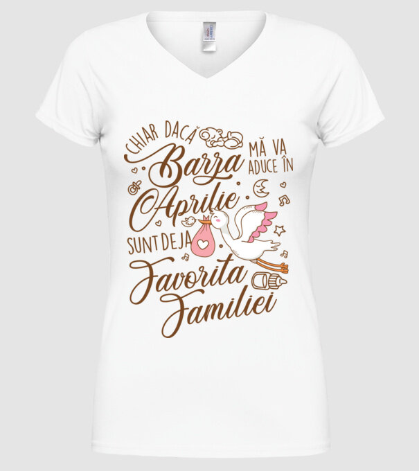 Favorita familiei APRILIE model alb pe tricou