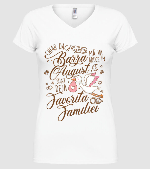 Favorita familiei AUGUST model alb pe tricou