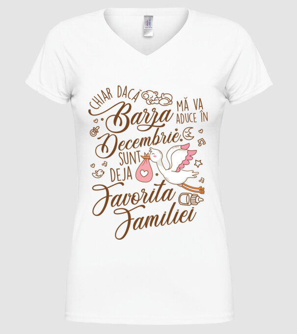 Favorita familiei DECEMBRIE model alb pe tricou