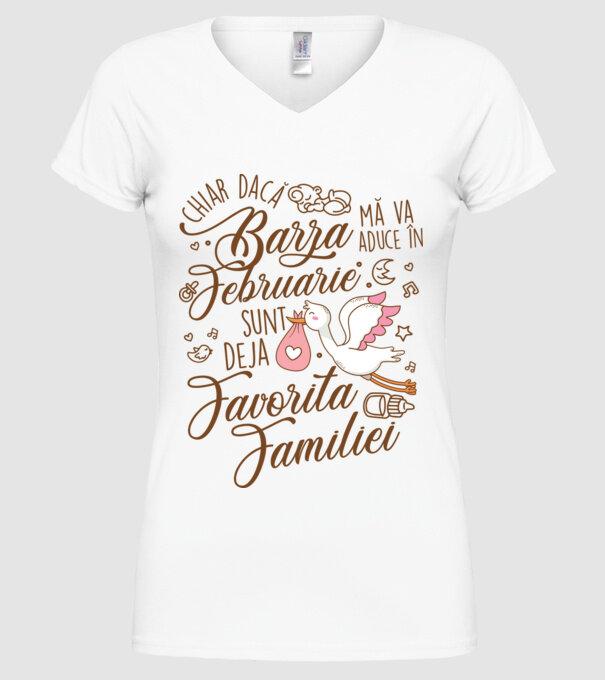 Favorita familiei FEBRUARIE model alb pe tricou