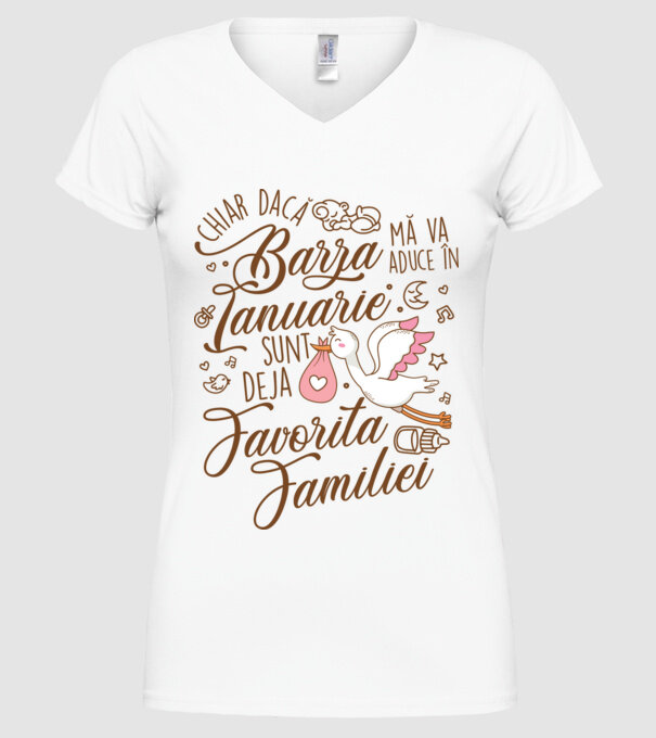 Favorita familiei IANUARIE model alb pe tricou