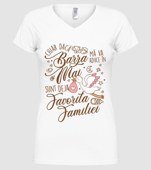 Favorita familiei MAI model alb pe tricou