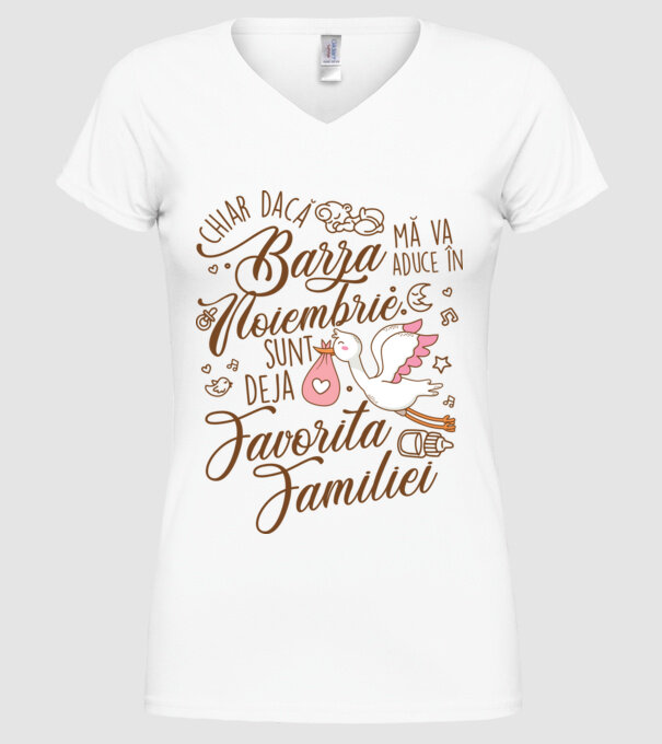 Favorita familiei NOIEMBRIE model alb pe tricou