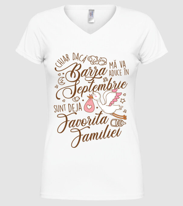 Favorita familiei SEPTEMBRIE model alb pe tricou