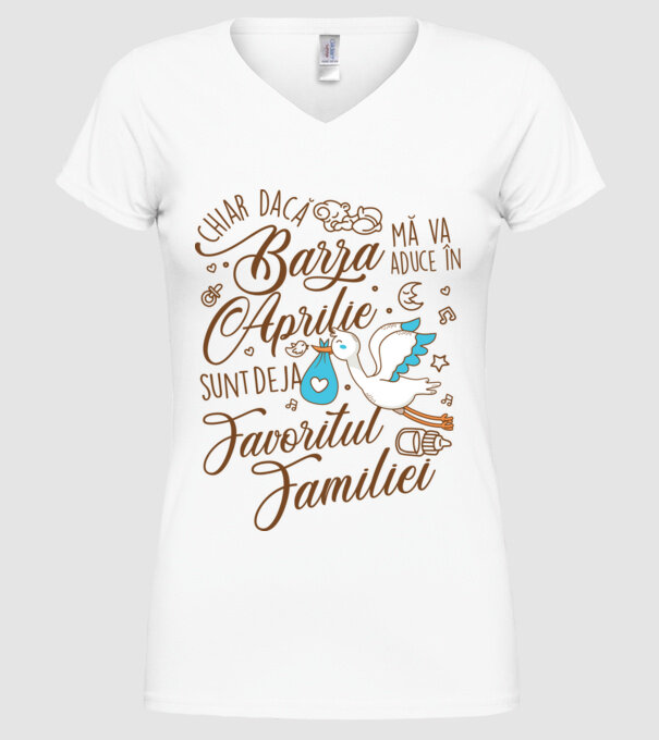 Favoritul familiei APRILIE model alb pe tricou