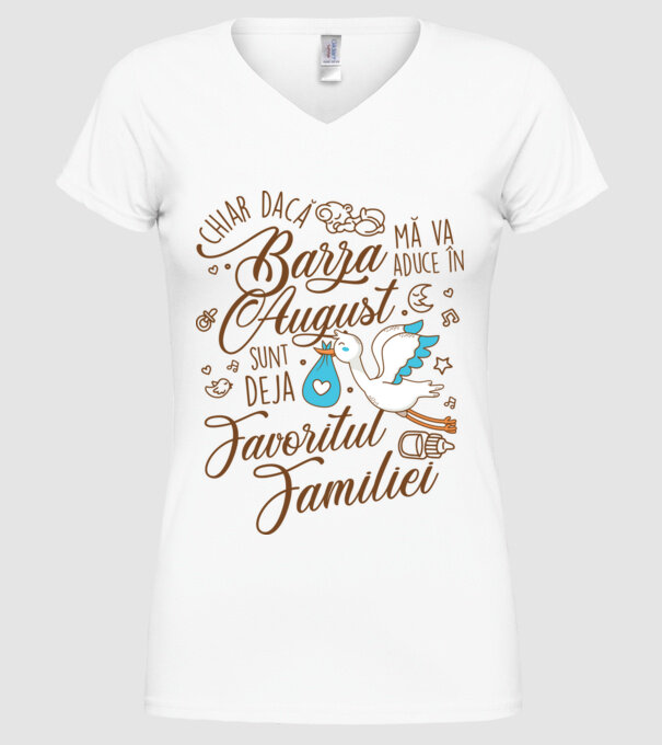 Favoritul familiei AUGUST model alb pe tricou