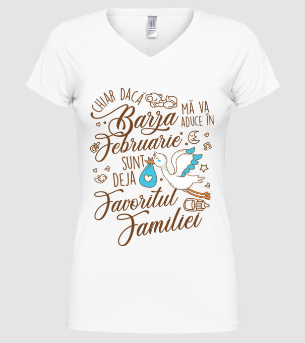 Favoritul familiei FEBRUARIE model alb pe tricou