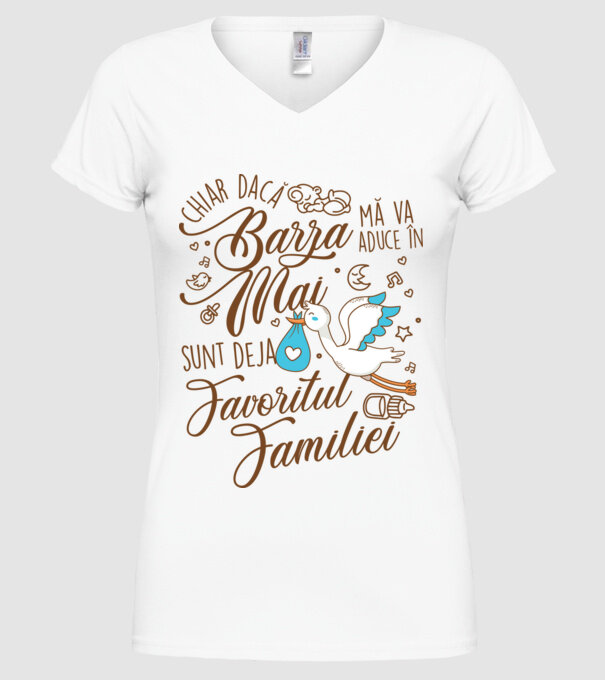 Favoritul familiei MAI model alb pe tricou