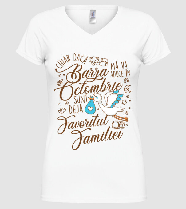 Favoritul familiei OCTOMBRIE model alb pe tricou