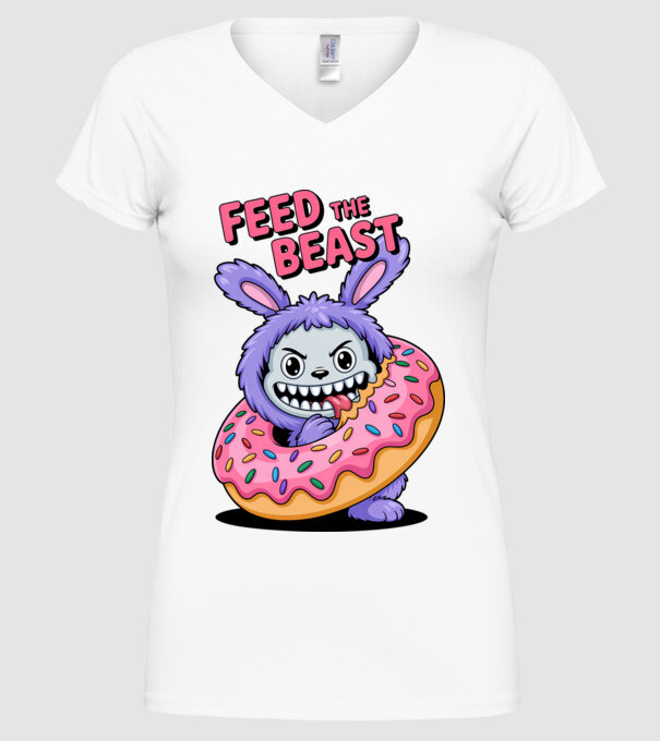 Feed the beast model alb pe tricou