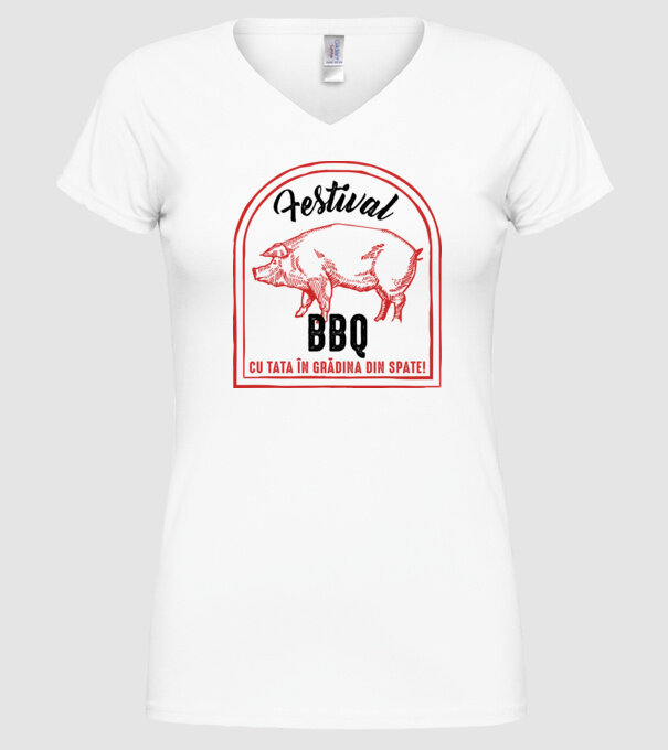 Festival BBQ - cu tata în grădina din spate! model alb pe tricou