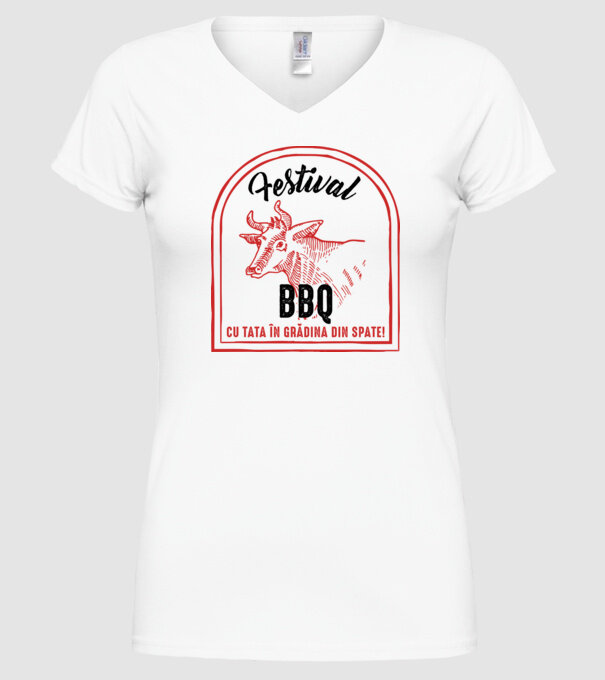 Festival BBQ - cu tata în grădina din spate! model alb pe tricou