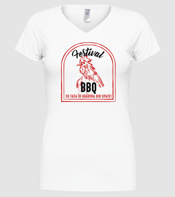 Festival BBQ - cu tata în grădina din spate! model alb pe tricou