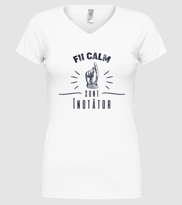 Fii calm, sunt ÎNOTĂTOR model alb pe tricou