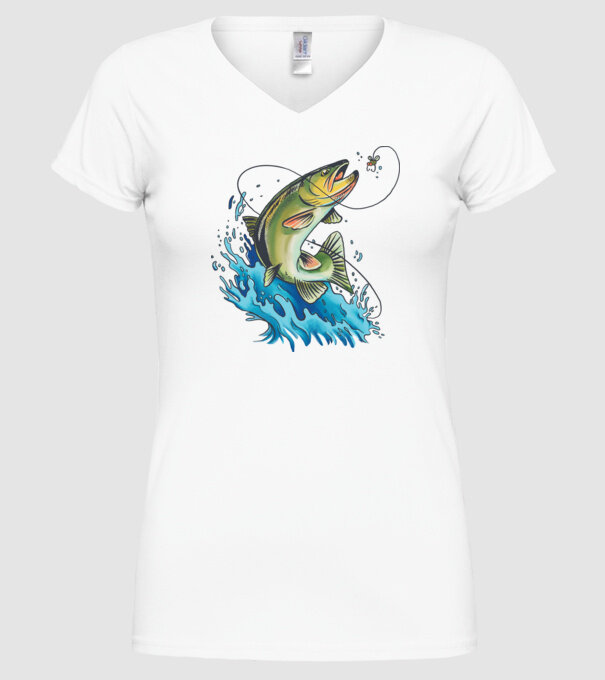 Fish model alb pe tricou