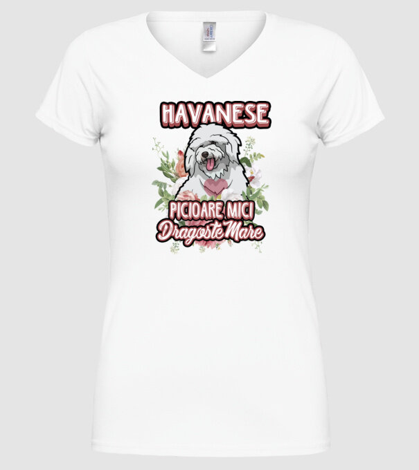 havanese : picioare mici dragoste mare model alb pe tricou