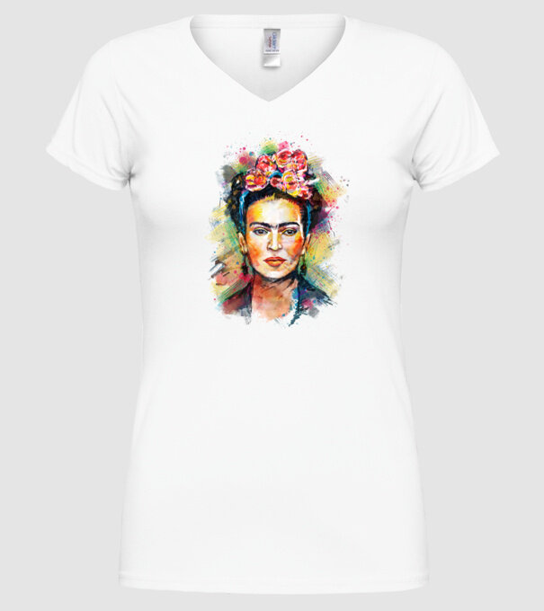 Frida Kahlo model alb pe tricou