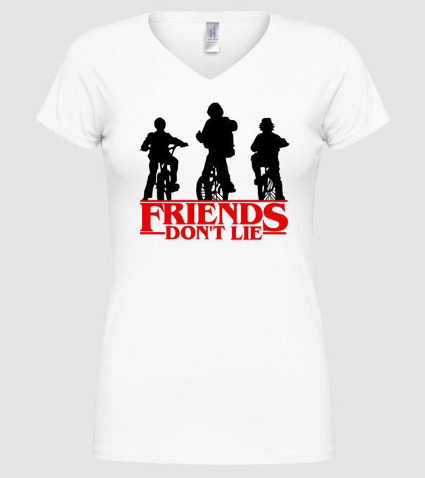 friends dont lie bicycle model alb pe tricou
