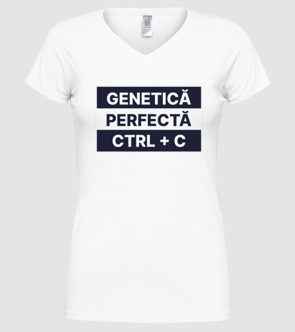 Genetică perfectă CTRL + C model alb pe tricou