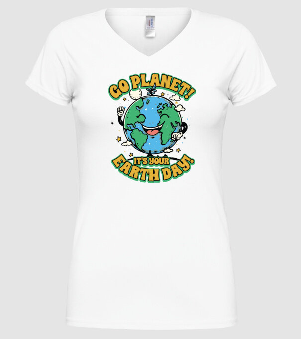 Go planet model alb pe tricou