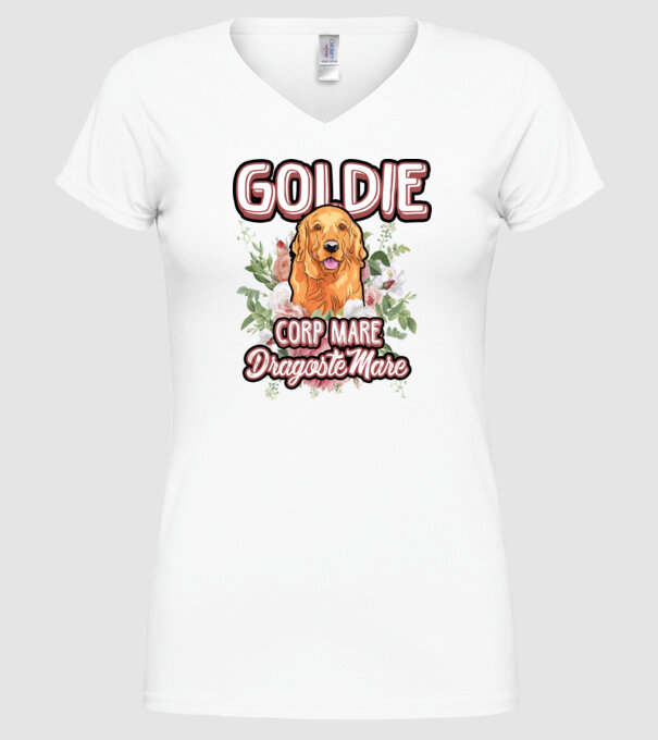 Goldie picioare mici dragoste mare model alb pe tricou