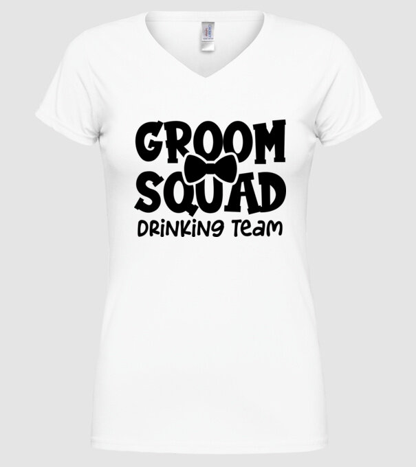 Groom Squad model alb pe tricou