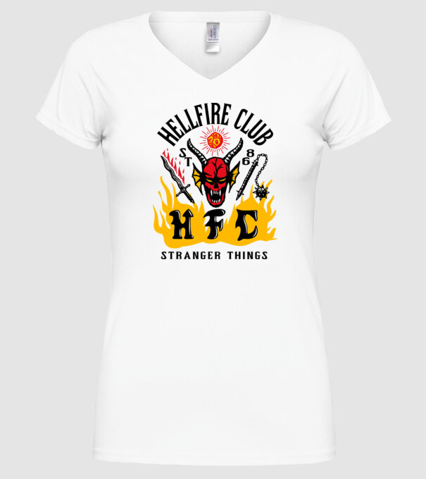 hellfire club 86 stranger things model alb pe tricou