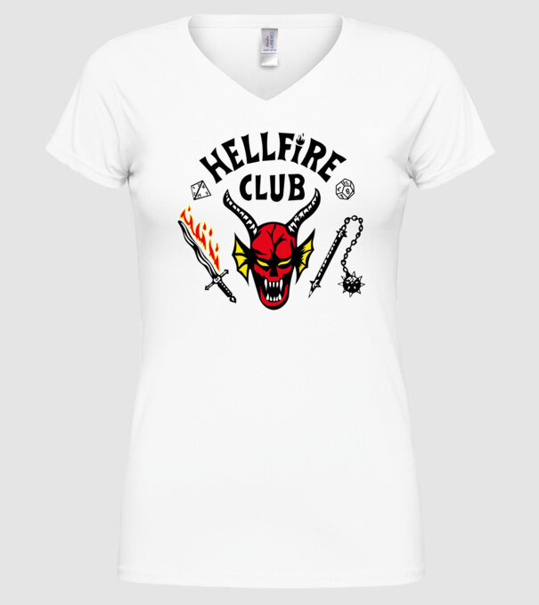 HELLFIRE CLUB model alb pe tricou