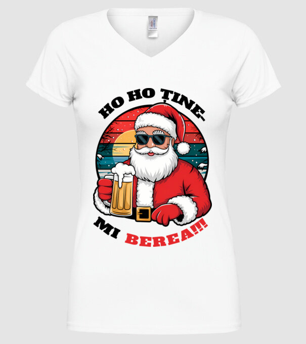 Ho ho ține mi berea! alb model alb pe tricou