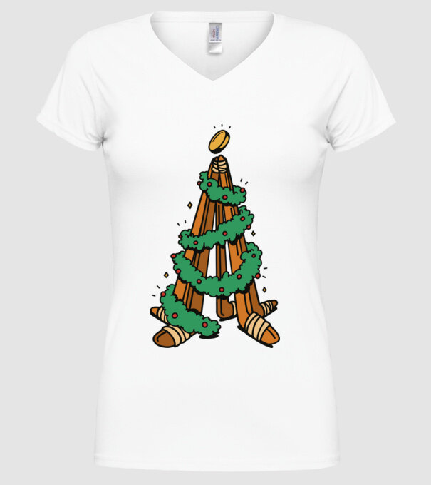 Hockey tree model alb pe tricou