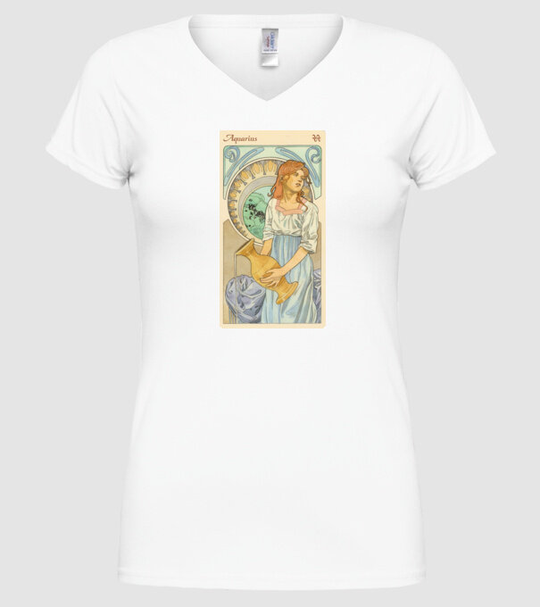Horoscop Tarot VARSATOR model alb pe tricou