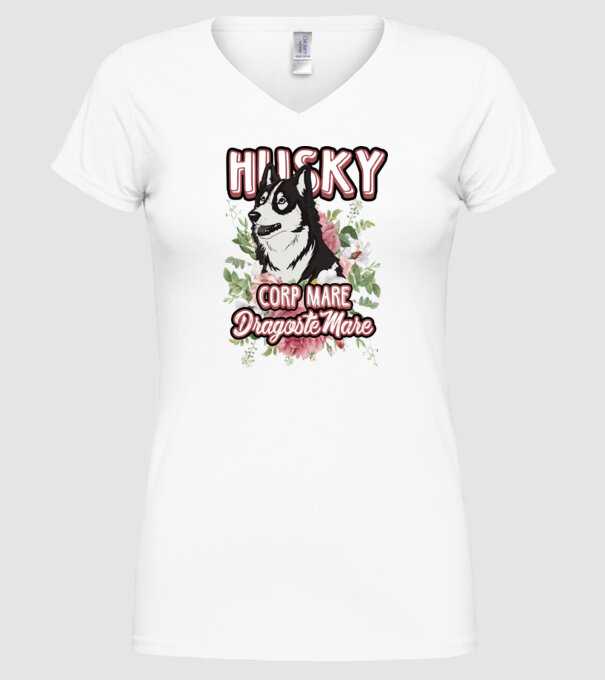 husky - corp mare, dragoste mare model alb pe tricou