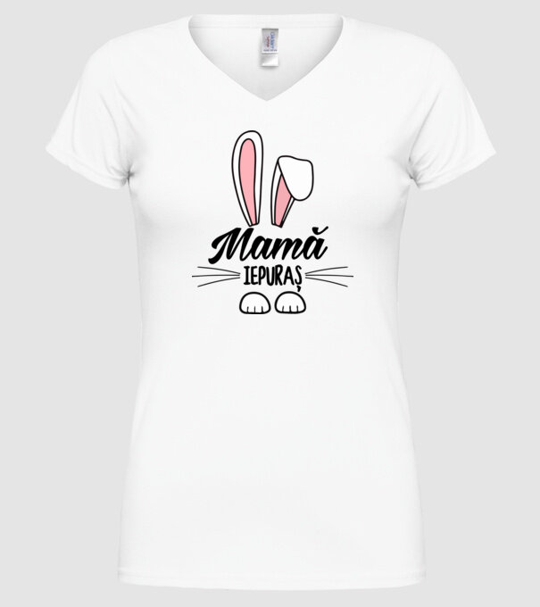 iepuraș mamă model alb pe tricou